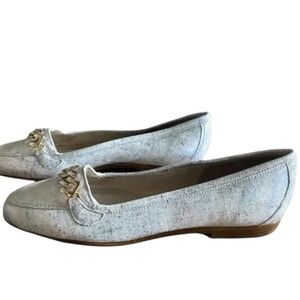 AMALFI by Rangoni Leather Slip-On Loafers Iridescent Chain Italy 7.5